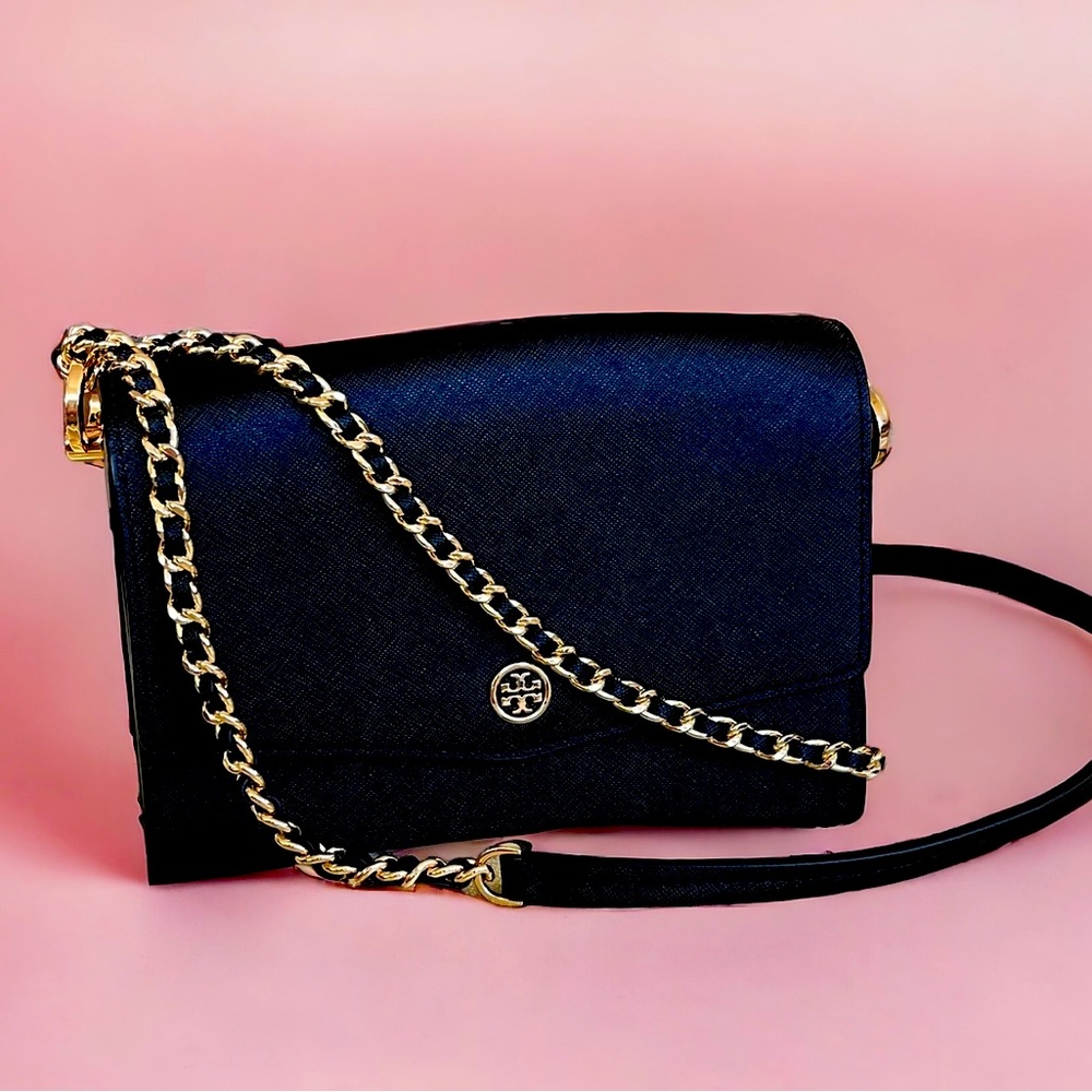 Tory Burch black Robinson mini convertible shoulder bag; EUC; like Brand New!